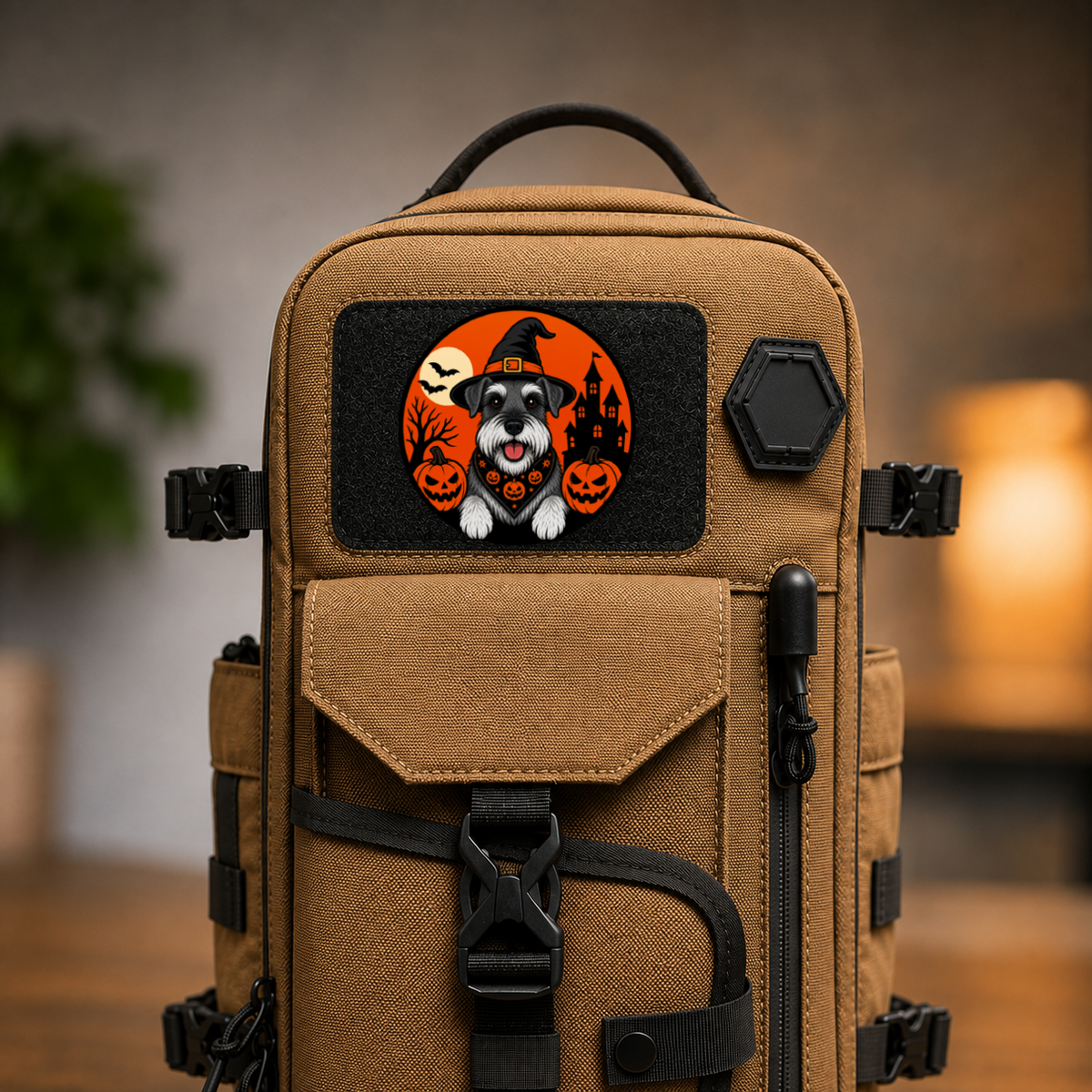 Halloween Schauzer – Leatherette Morale Patch — in use