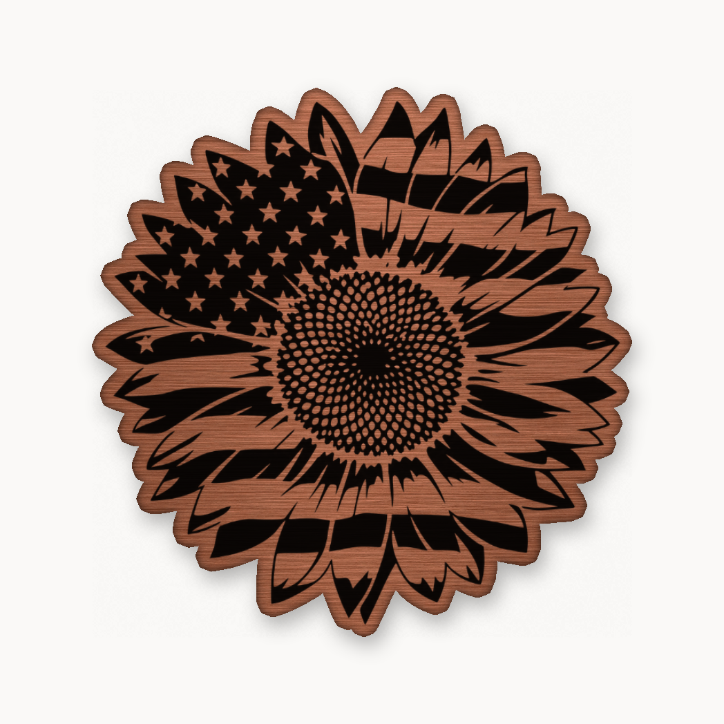 US Flag Sunflower Patch – Leatherette Morale Patch — Copper