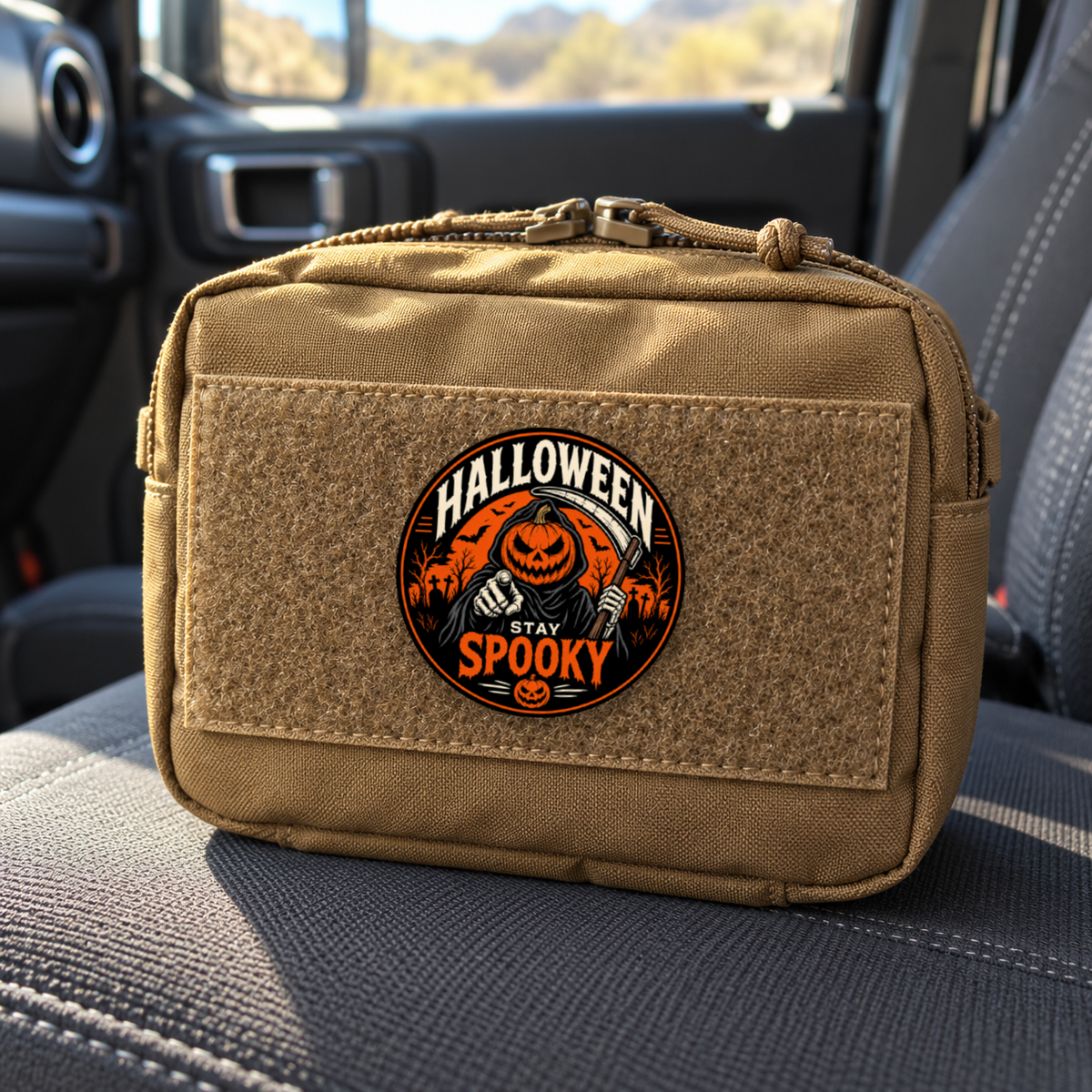Halloween - Stay Spooky – Leatherette Morale Patch — in use