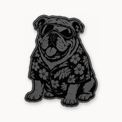 Beach Bulldog – Leatherette Morale Patch — Classic Gray