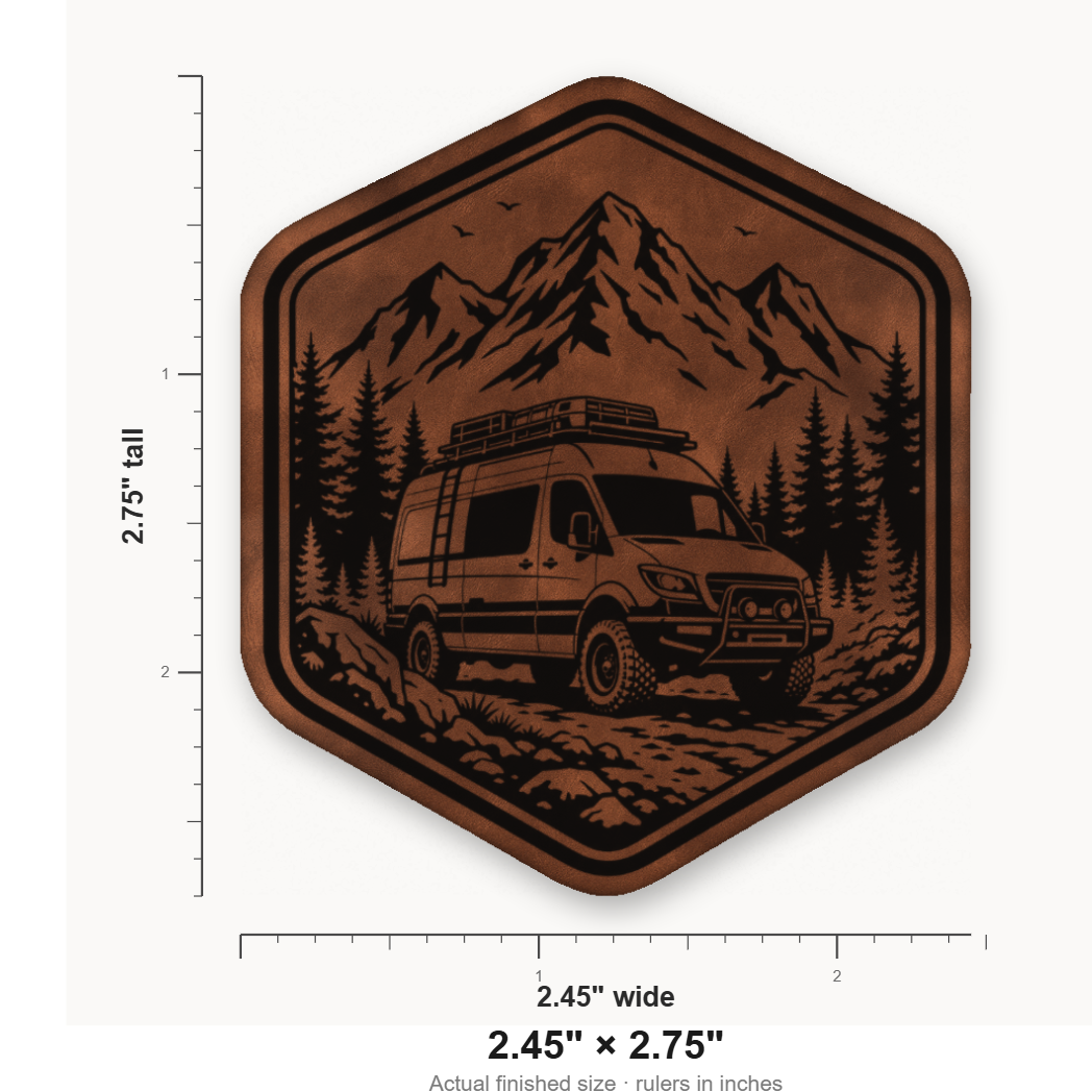 Overlanding Van Life – Leatherette Morale Patch — size guide