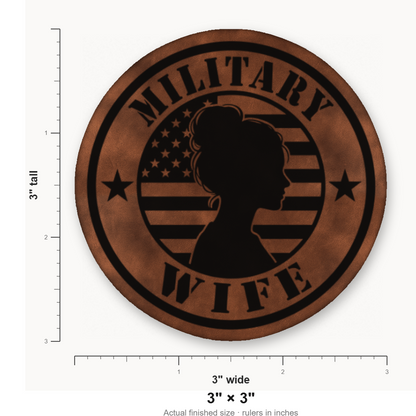 Military Wife Patch – Leatherette Morale Patch — size guide