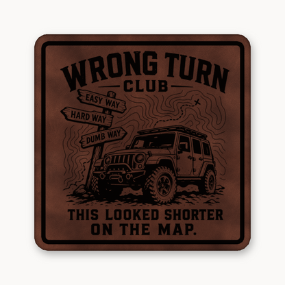 Wrong Turn Club – Leatherette Morale Patch — Dark Saddle Brown