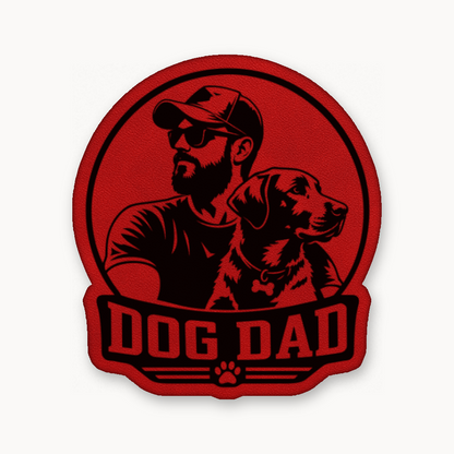 Dog Dad Style 1 – Leatherette Morale Patch — Classic Red