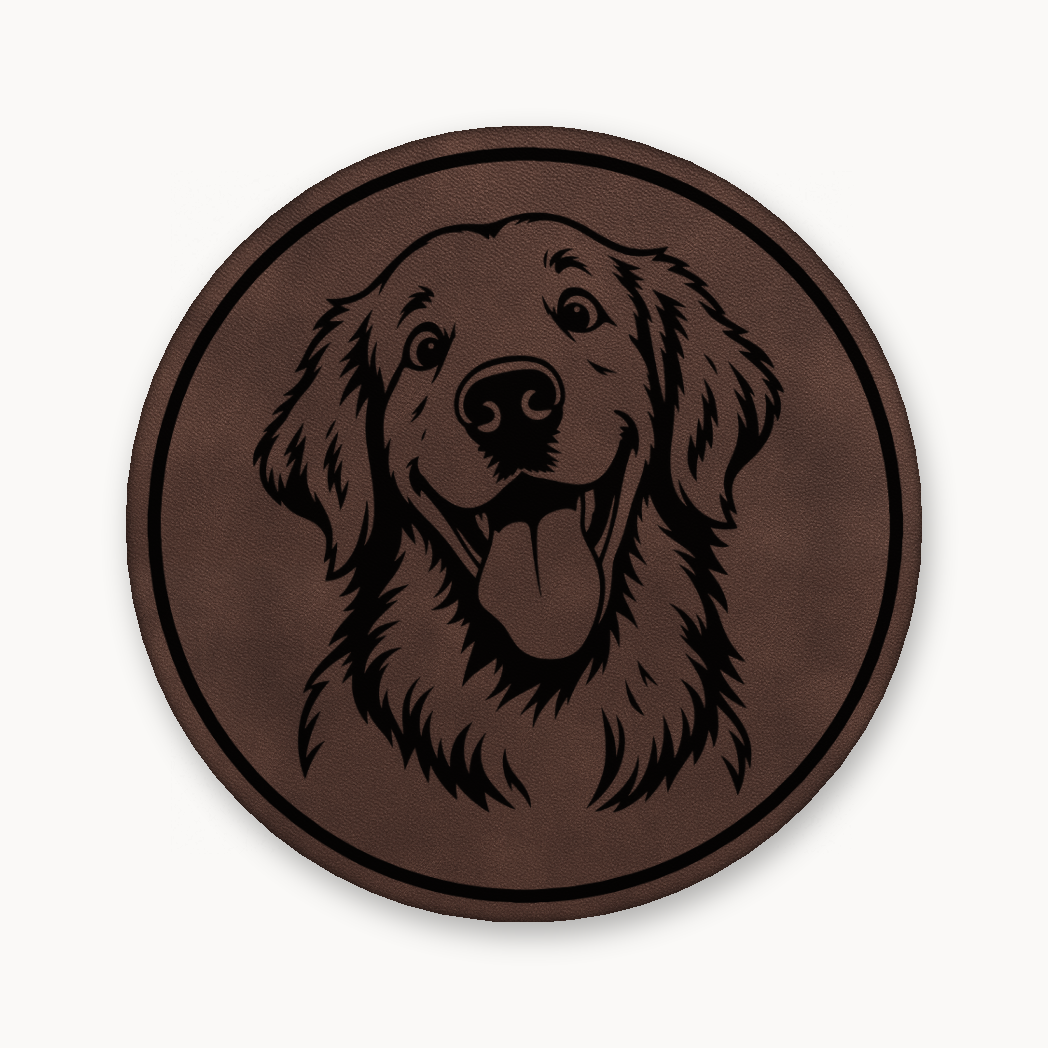 Goofy Golden Retriever – Leatherette Morale Patch — Classic Light Brown