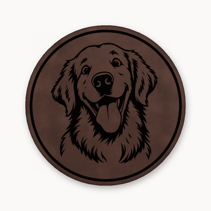 Goofy Golden Retriever – Leatherette Morale Patch — Classic Light Brown