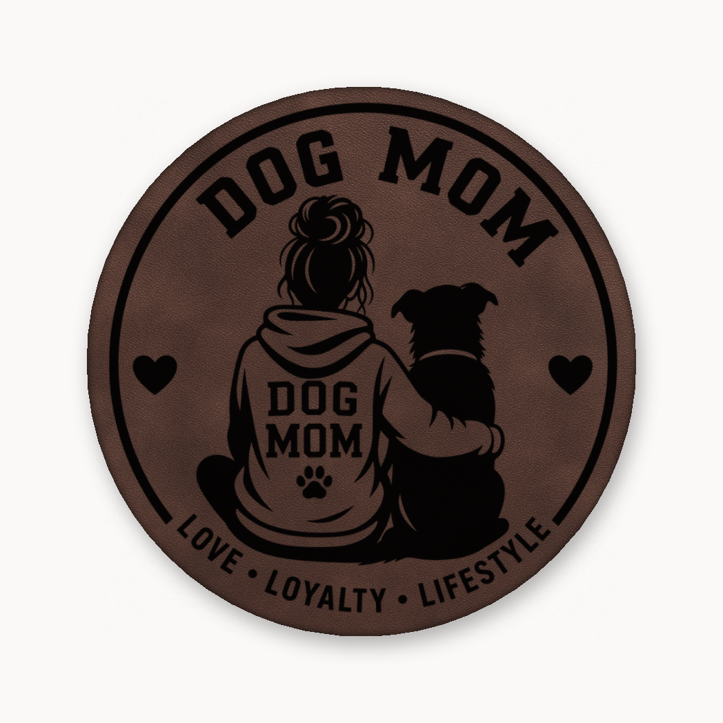 Dog Mom Style 1 – Leatherette Morale Patch — Classic Light Brown