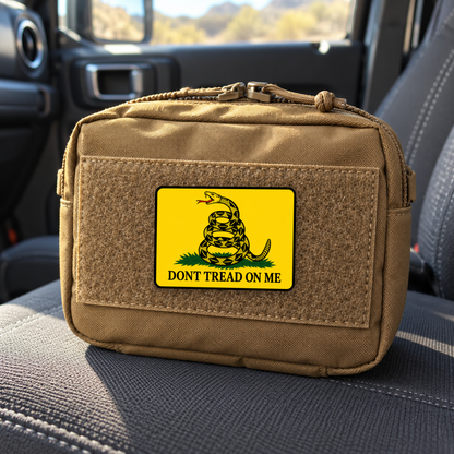 Don't Tread On Me Color – Leatherette Morale Patch — in use
