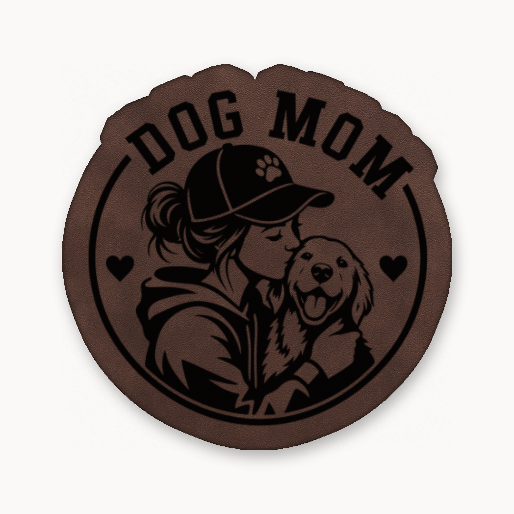 Dog Mom Style 2 – Leatherette Morale Patch — Classic Light Brown