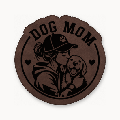 Dog Mom Style 2 – Leatherette Morale Patch — Classic Light Brown