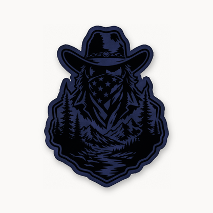 American Cowboy Style 1 – Leatherette Morale Patch — Dark Saddle Blue