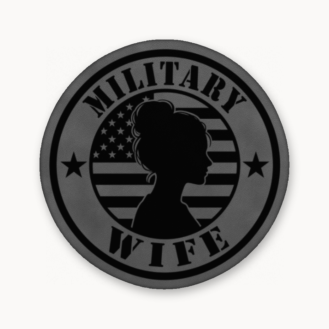 Military Wife Patch – Leatherette Morale Patch — Classic Gray