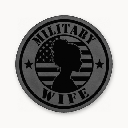 Military Wife Patch – Leatherette Morale Patch — Classic Gray