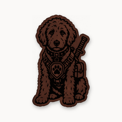Tactical Labradoodle – Leatherette Morale Patch — Dark Saddle Brown