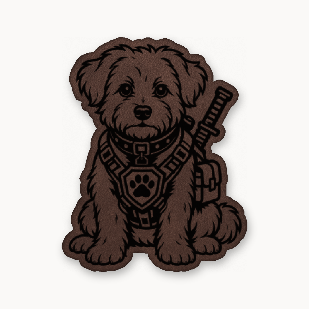 Tactical Maltese – Leatherette Morale Patch — Classic Light Brown