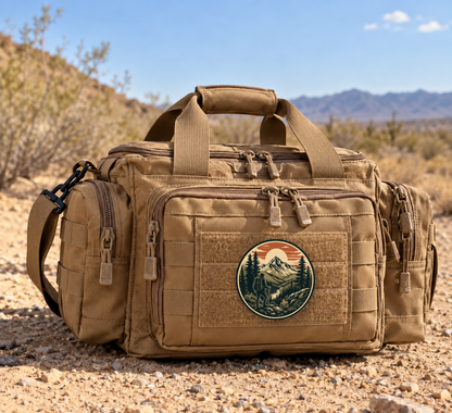 Vintage Mountain Hiker – Leatherette Morale Patch — in use