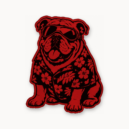 Beach Bulldog – Leatherette Morale Patch — Classic Red
