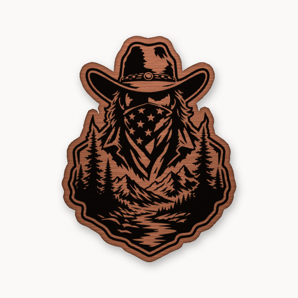 American Cowboy Style 1 – Leatherette Morale Patch — Copper