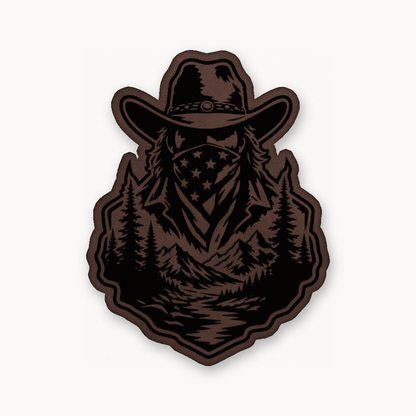 American Cowboy Style 1 – Leatherette Morale Patch — Classic Light Brown