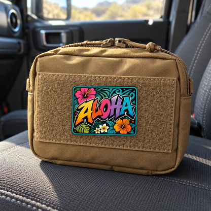 Floral Aloha – Leatherette Morale Patch — in use