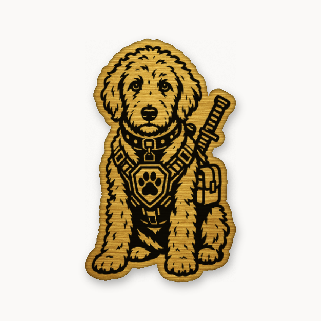 Tactical Labradoodle – Leatherette Morale Patch — Gold