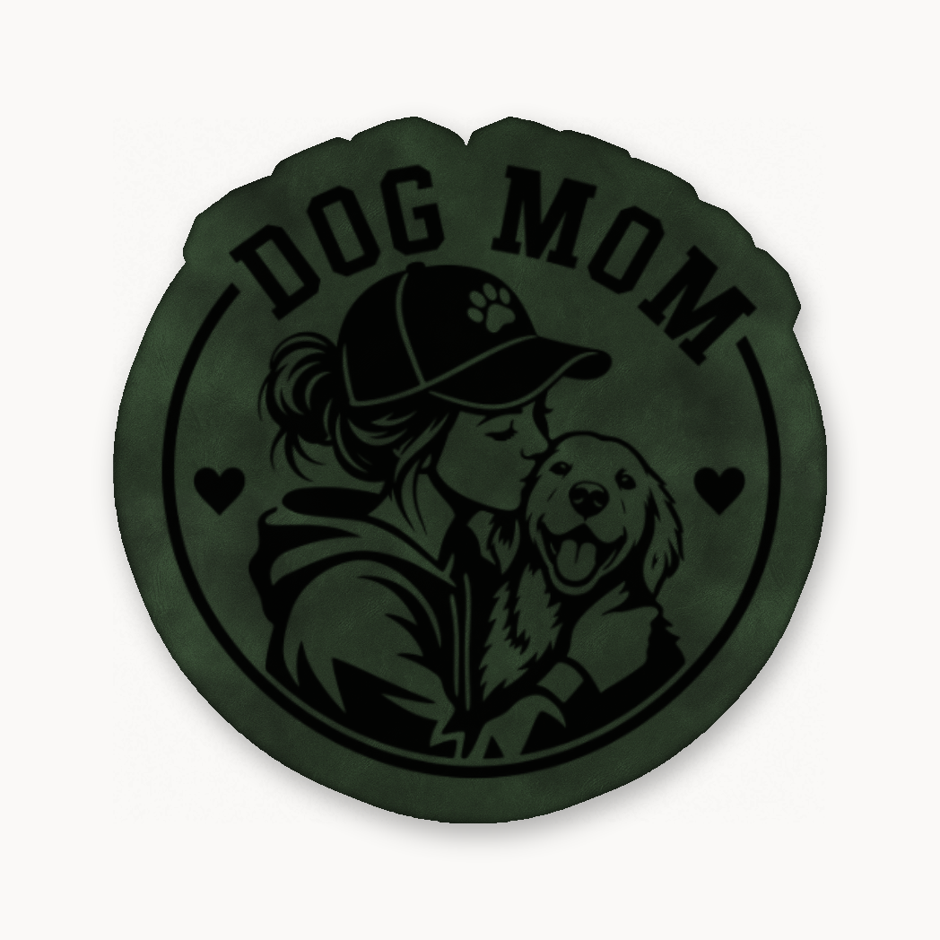 Dog Mom Style 2 – Leatherette Morale Patch — Dark Saddle Green