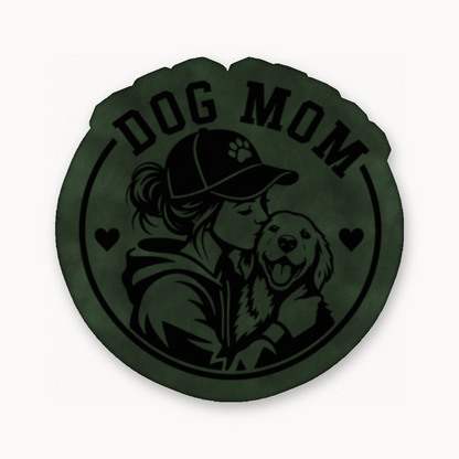 Dog Mom Style 2 – Leatherette Morale Patch — Dark Saddle Green