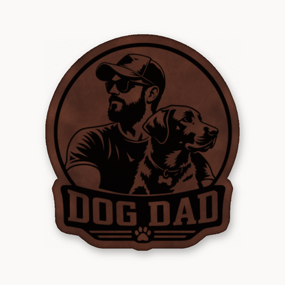 Dog Dad Style 1 – Leatherette Morale Patch — Dark Saddle Brown
