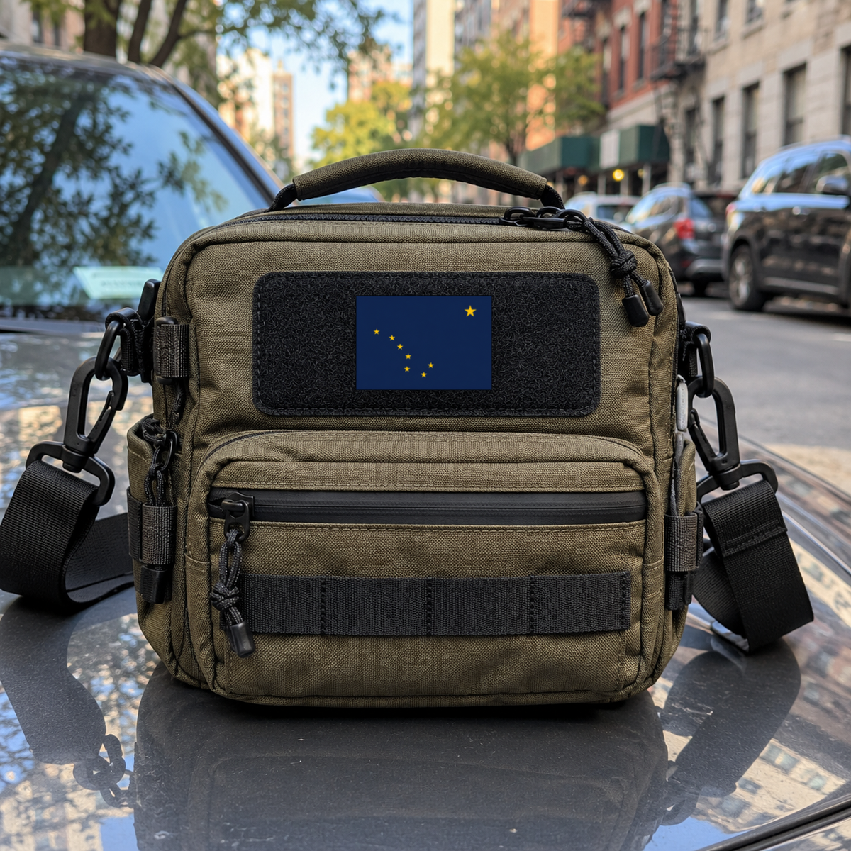 Alaska State Flag – Leatherette Morale Patch — in use