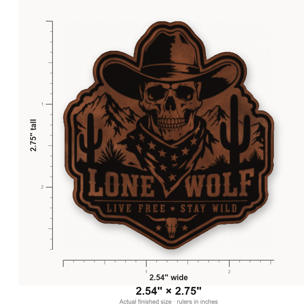 Lone Wolf Life Free Stay Wild – Leatherette Morale Patch — size guide