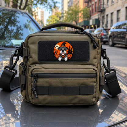 Halloween Schauzer – Leatherette Morale Patch — in use