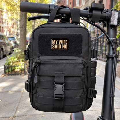 My Wife Said No – Leatherette Morale Patch — in use