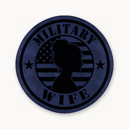 Military Wife Patch – Leatherette Morale Patch — Dark Saddle Blue