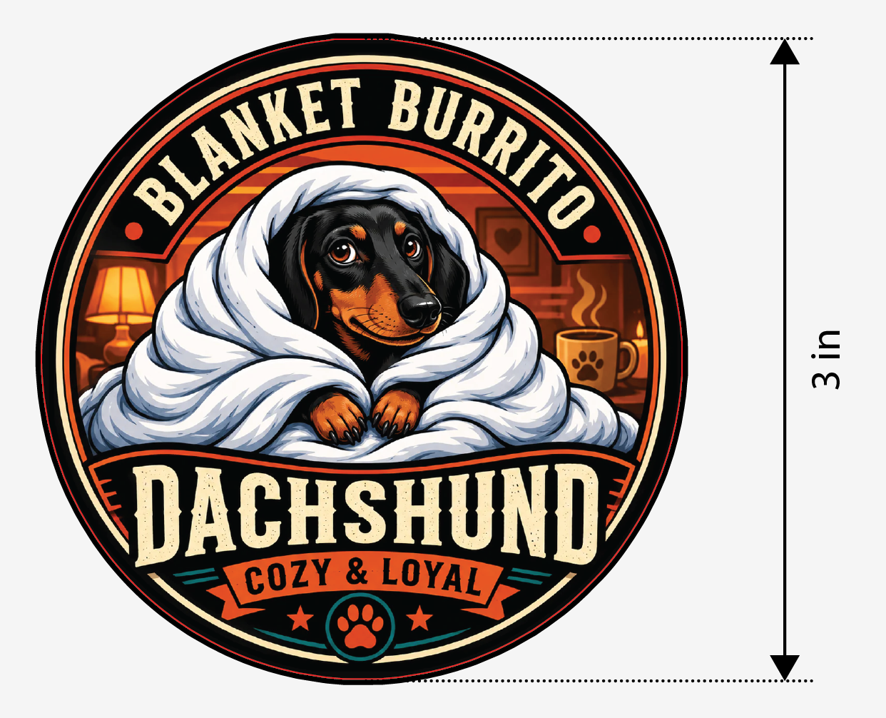 PREORDER - Dachshund Blanket Burrito Cozy and Loyal – Leatherette Morale Patch