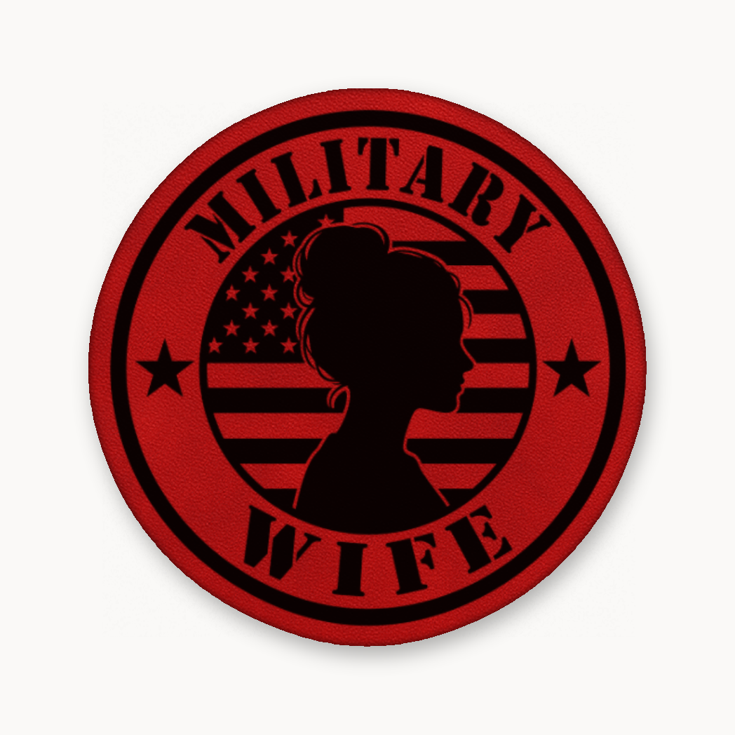 Military Wife Patch – Leatherette Morale Patch — Classic Red