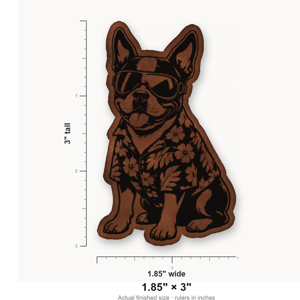 Beach Boston Terrier – Leatherette Morale Patch — size guide