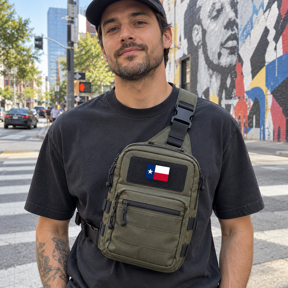 Texas State Flag – Leatherette Morale Patch — in use