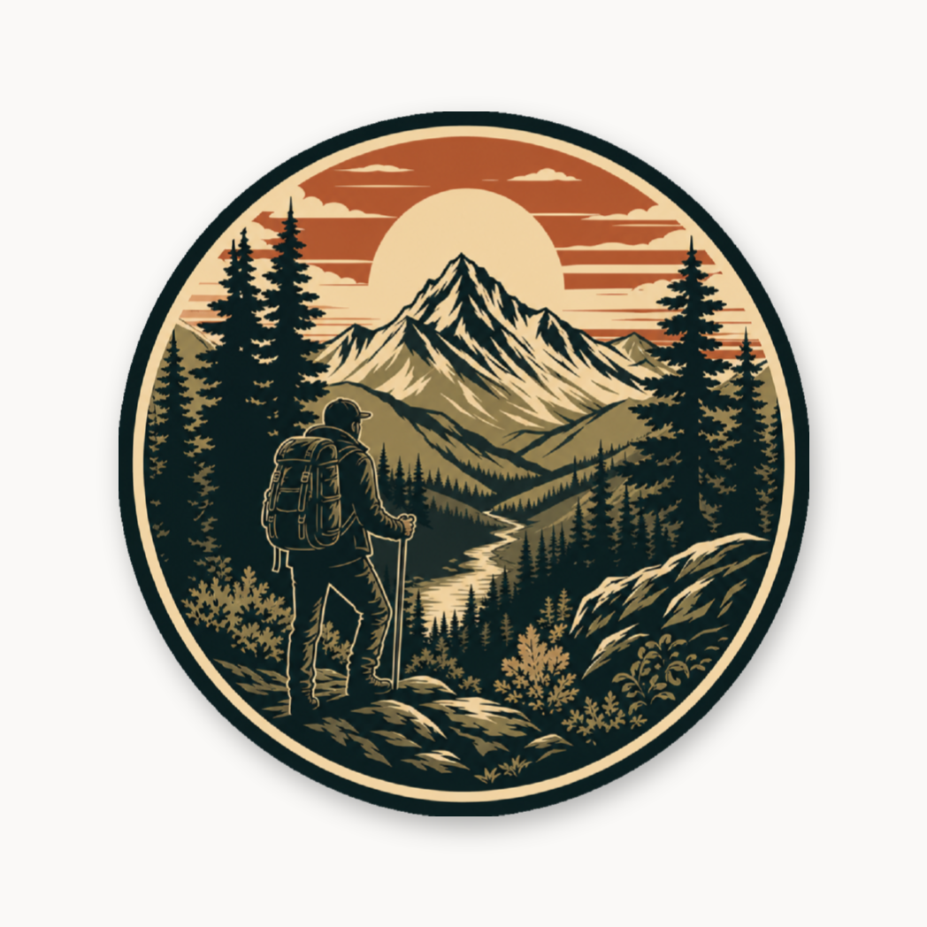 Vintage Mountain Hiker – Leatherette Morale Patch — UV Color