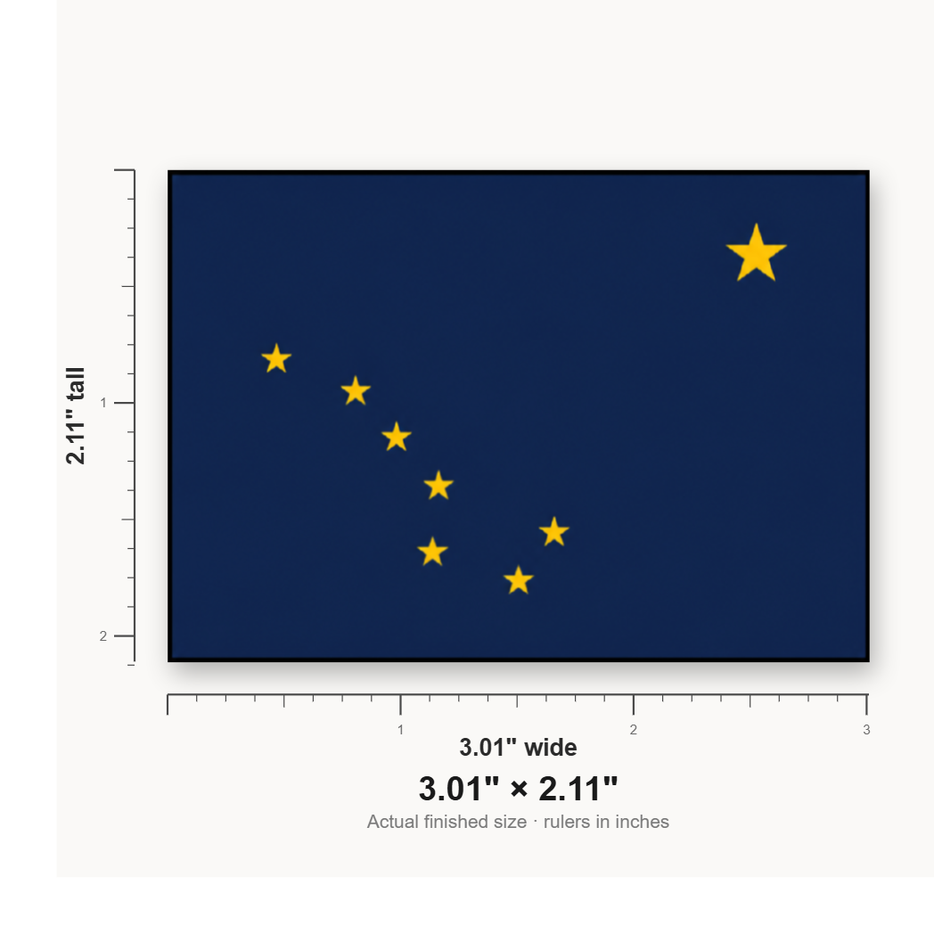Alaska State Flag – Leatherette Morale Patch — size guide