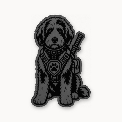 Tactical Bernedoodle – Leatherette Morale Patch — Classic Gray