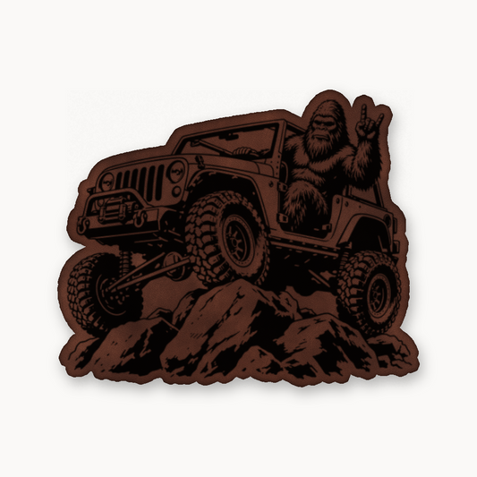 Sasquach Rocking Crawler – Leatherette Morale Patch — Dark Saddle Brown