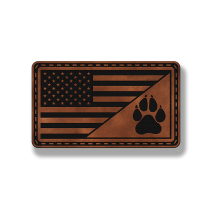 American Flag Paw leatherette patch in saddle chestnut