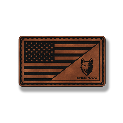 American Flag Sheep Dog Patch – Leatherette Patch