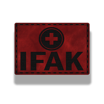 IFAK Style 1 leatherette first aid patch in saddle red