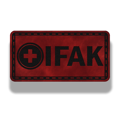 IFAK Style 2 leatherette first aid patch in saddle red