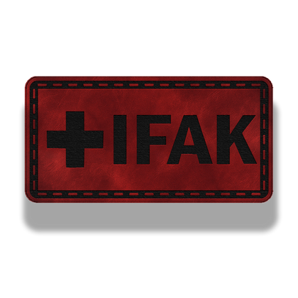 IFAK Style 3 leatherette first aid patch in saddle red