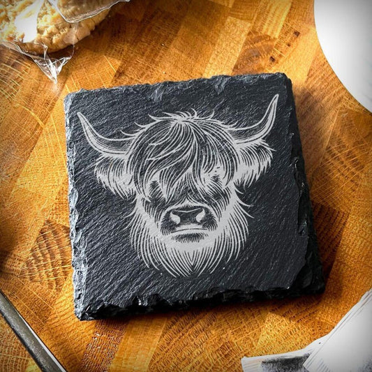 Western Cow Set of 4 Slate Coasters