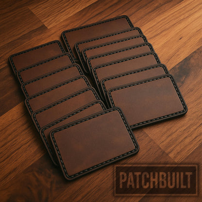 10-Pack Blank Standard Shape Leatherette Hook & Loop Patches – Stitch Pattern Engraving