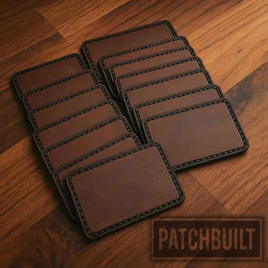 10-Pack Blank Standard Shape Leatherette Hook & Loop Patches – Stitch Pattern Engraving