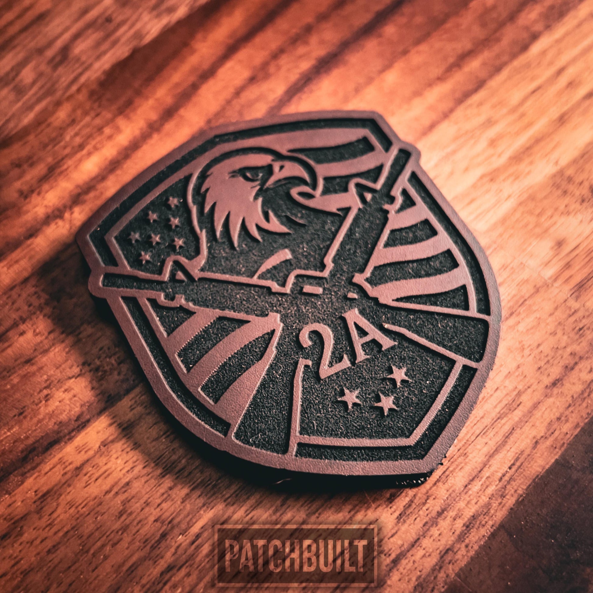 2nd Amendment Eagle - Engraved Leatherette Patch | 2A Support Patch | Hook and Loop Morale Patch | Tactical Gear Patch | 2nd Amendment Gift